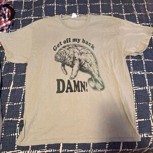 Beige Graphic T-Shirt with Manatee Print